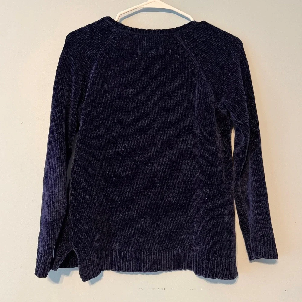 Justice Girls 14/16 Navy Blue Chenille Sequin Star Sweater Pullover 1994